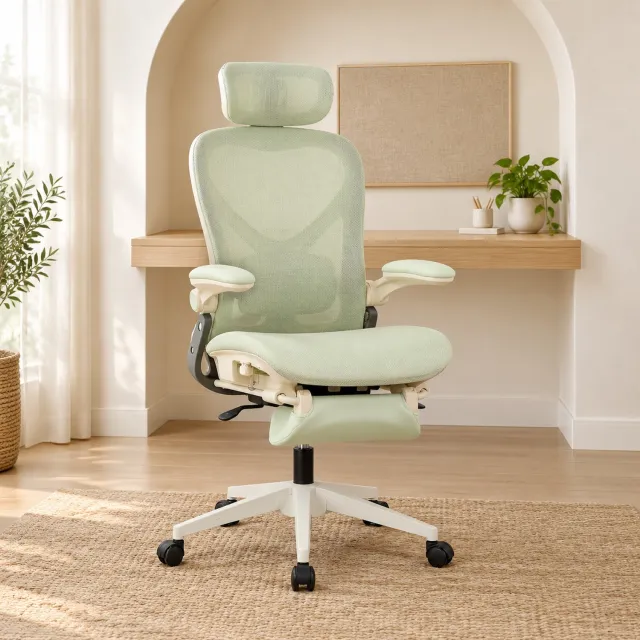 CHICFURN Bureaustoel - Inklapbare rugleuning - Mesh - Groen