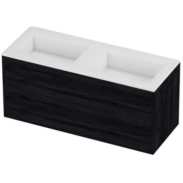 Proline Aristo Badmeubelset Polystone Elegant Zonder Gat 120x46x54 cm Glans Wit Black Oak Eiken