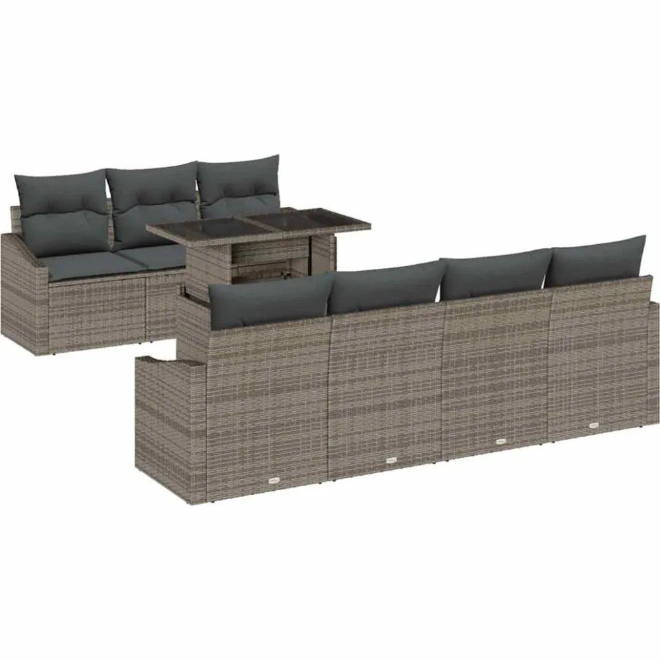 vidaXL Tuin Sofa Set 8 st Grijs poly rattan