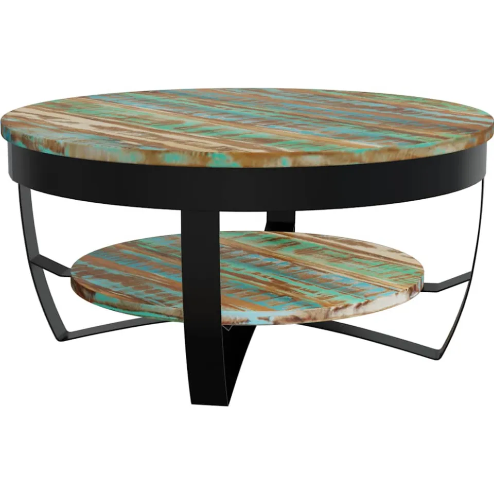 vidaXL Salontafel 65x32 cm massief gerecycled hout Meerkleurig
