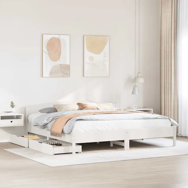vidaXL Bedframe zonder matras massief grenenhout wit 200x200 cm