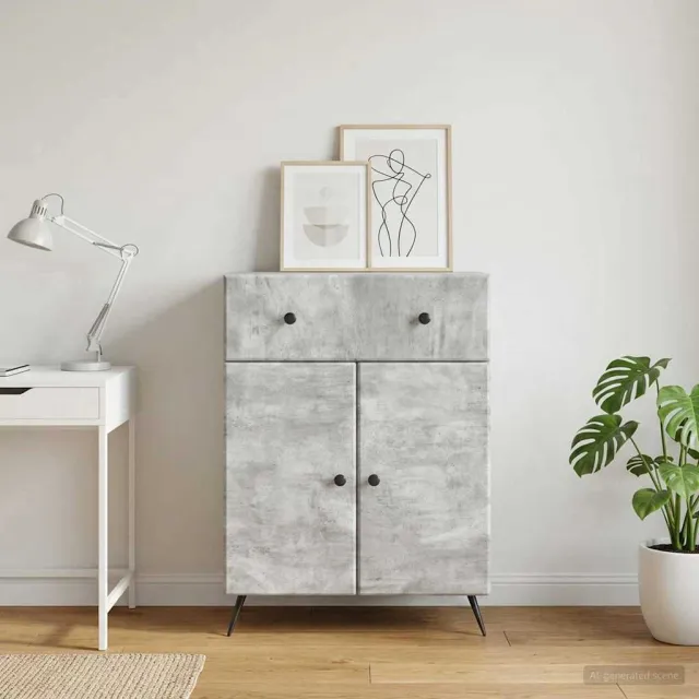 vidaXL Dressoir Betongrijs 66 x 34,5 x 90 cm Bewerkt hout grijs, foto 2
