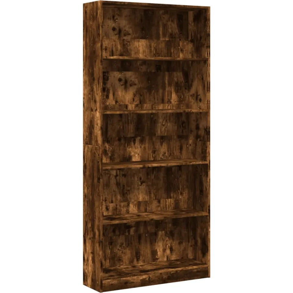 vidaXL Boekenkast 80x24x176 cm bewerkt hout gerookt eikenkleurig Bruin
