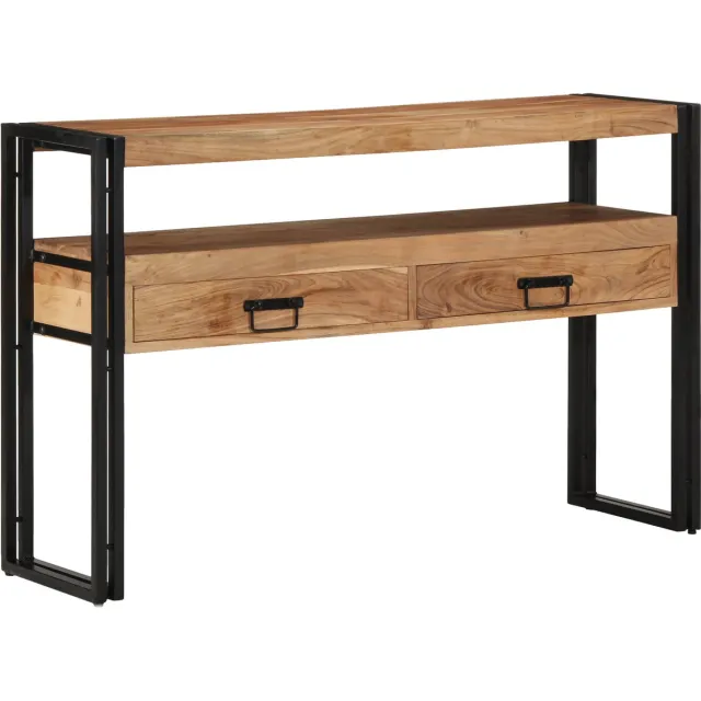 vidaXL Wandtafel - met - lade - Bruin - 120 - x - 33 - x - 75 - cm - Massief - Acacia - Hout