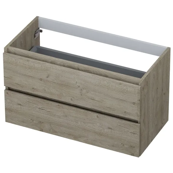 Ink onderkast greeploos met houten keerlijst 90 cm Greige eiken