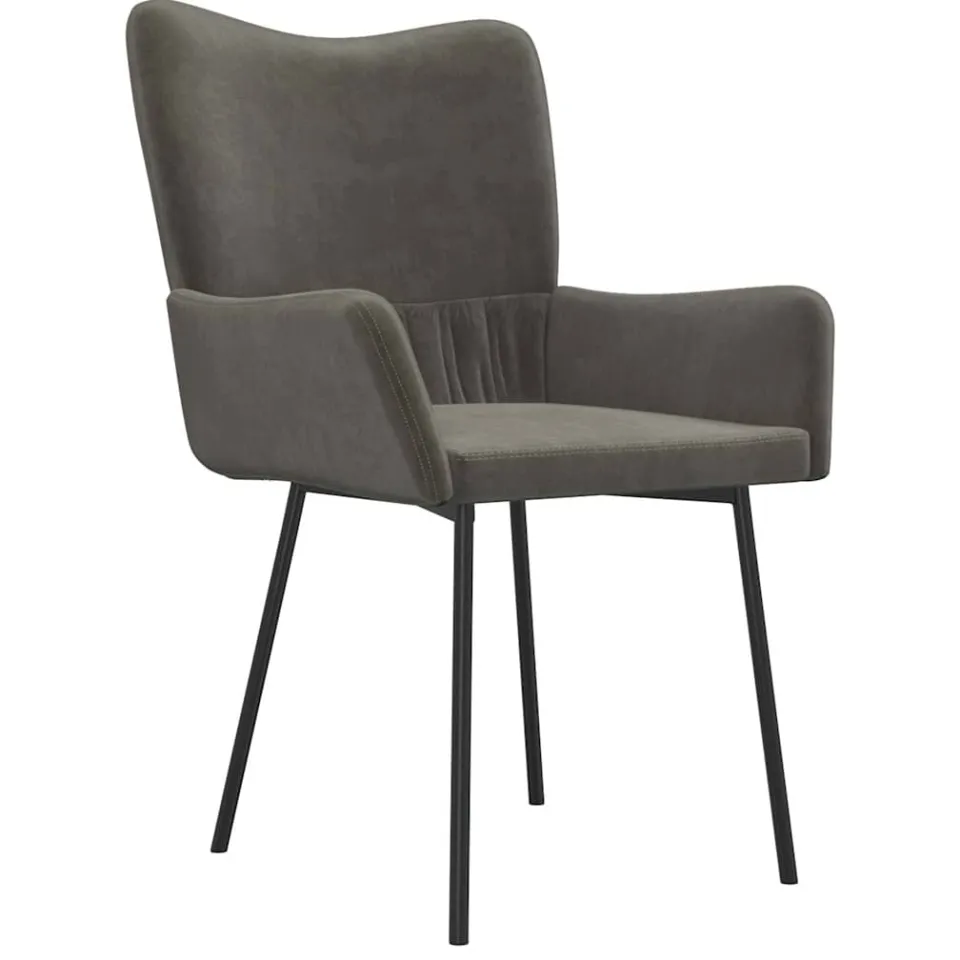 vidaXL Eetkamerstoelen 2 st fluweel donkergrijs grijs, foto 4