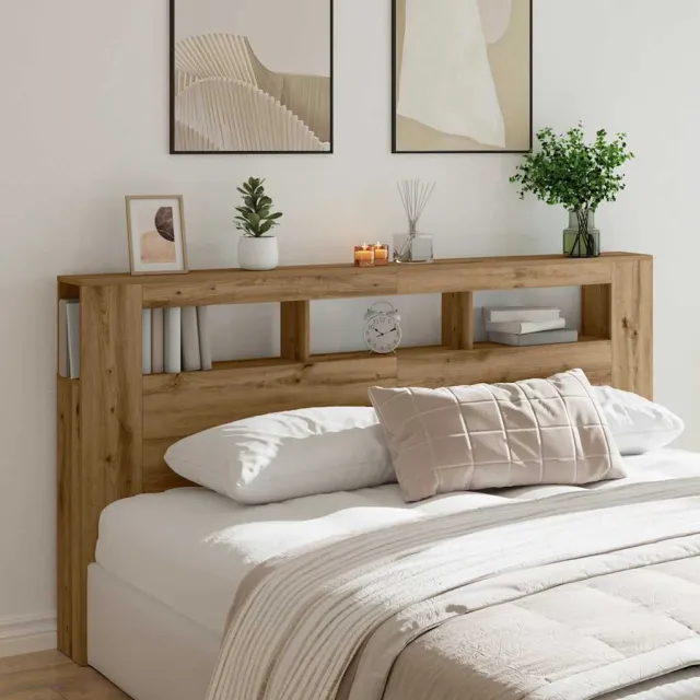 vidaXL Hoofdeinde met LED 200x18,5x103,5 cm hout artisanaal eikenkleur Bruin