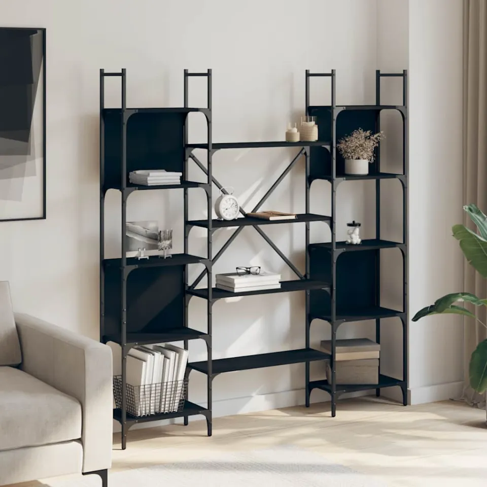 vidaXL Boekenkast 155,5x24x166,5 cm bewerkt hout zwart, foto 3