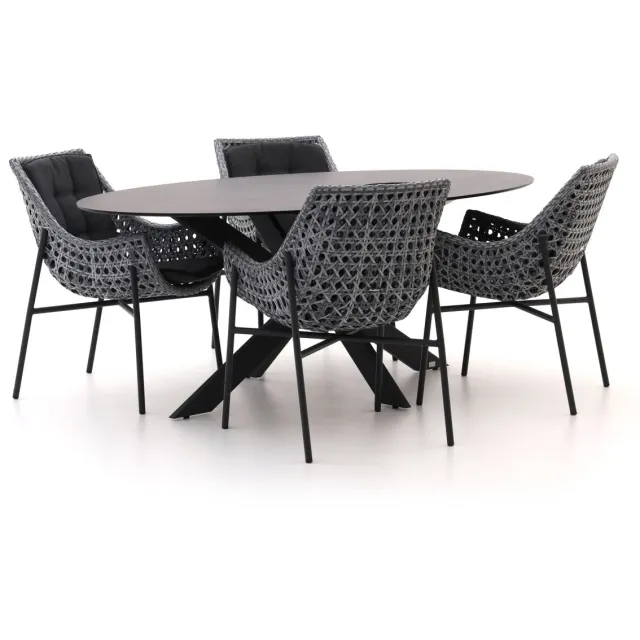 Manifesto Furniture Manifesto Novara/Furato ellips 200cm dining tuinset 5-delig grijs, foto 2