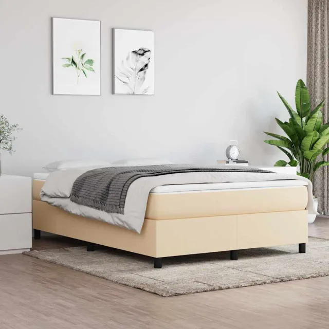 vidaXL Boxspring bed stof crèmekleurig 140x190 cm