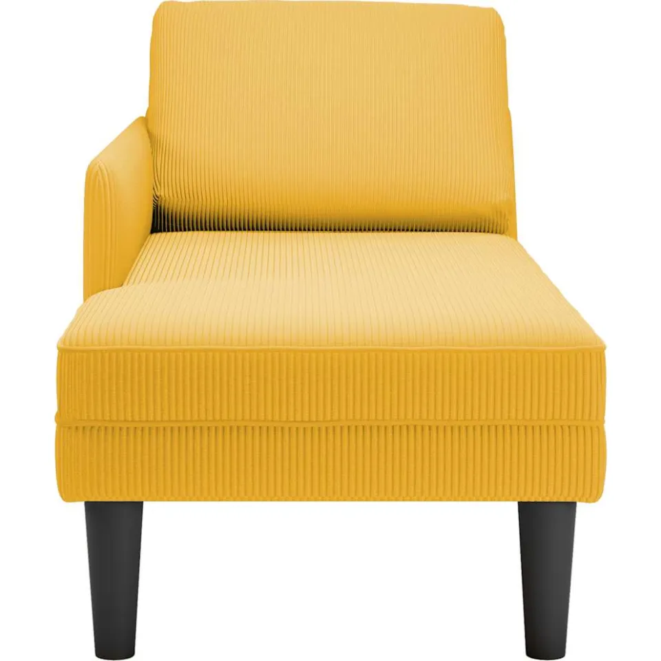 vidaXL Chaise longue met kussen corduroy stof lichtgeel geel, foto 4