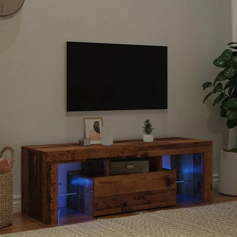 vidaXL Tv-meubel met LED 120x36,5x40 cm bewerkt hout oud hout bruin, foto 3