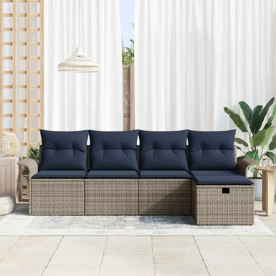 vidaXL Tuin Sofa Set 5 st Poly riet zwart, foto 3