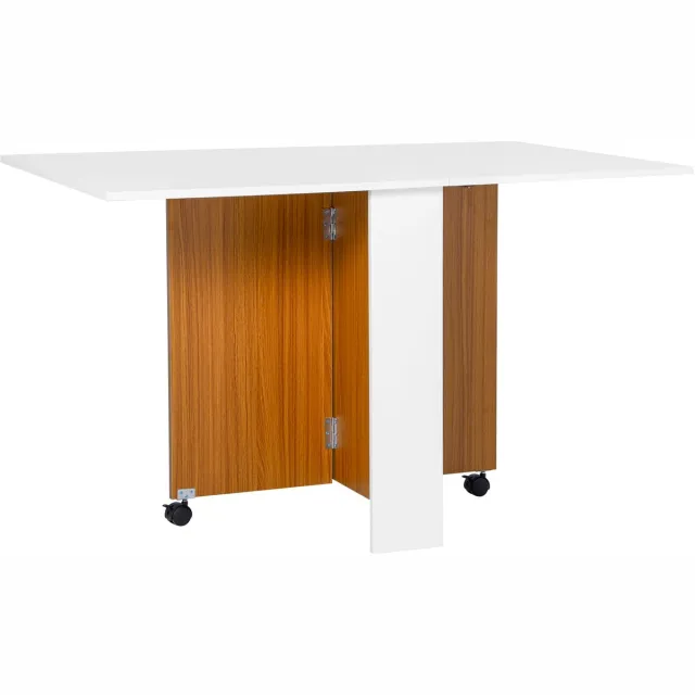Homona Klaptafel - Inklapbaar en verrijdbaar - 120 x 80 x 73 cm - Teak/Wit