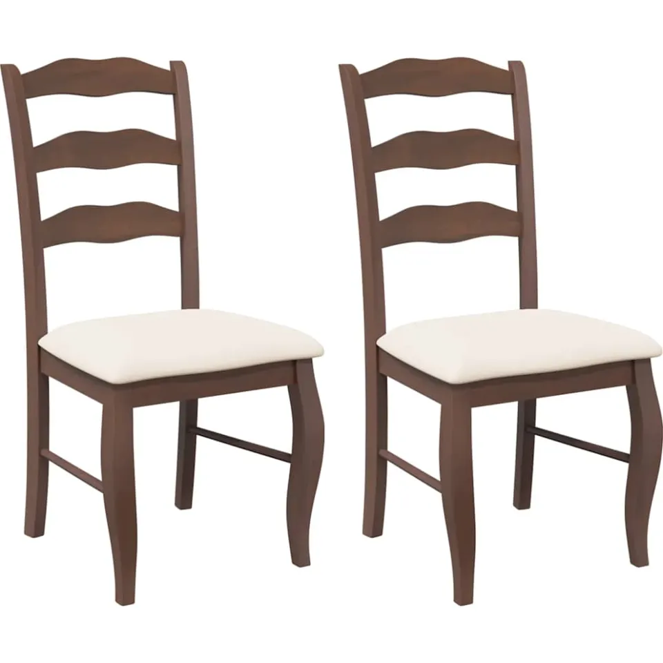 vidaXL Eetkamerstoelen met kussens 2 stuks bruin massief hout rubber