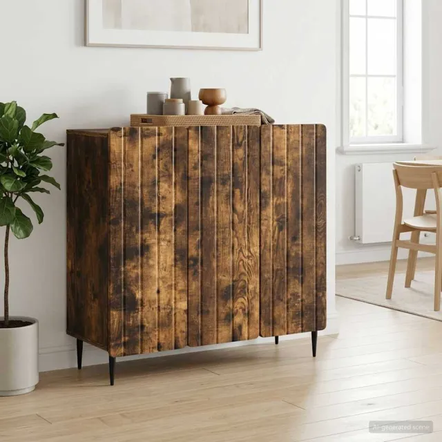 vidaXL Dressoir Gerookt eiken 89 x 34,5 x 82 cm Bewerkt hout Bruin