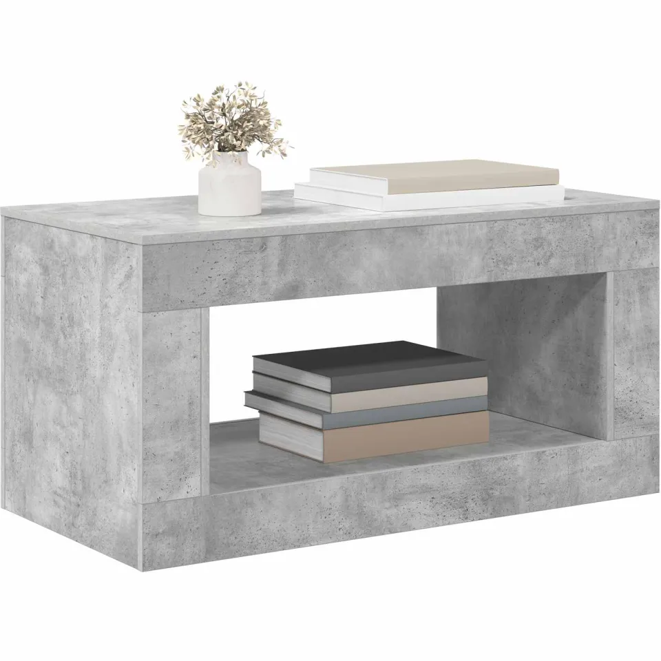 vidaXL Salontafel Beton Grijs 99.5 x 50 x 50 cm Bewerkt hout