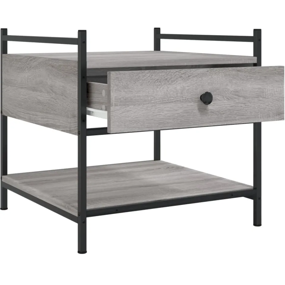 vidaXL Salontafel 50x50x50 cm bewerkt hout grijs sonoma