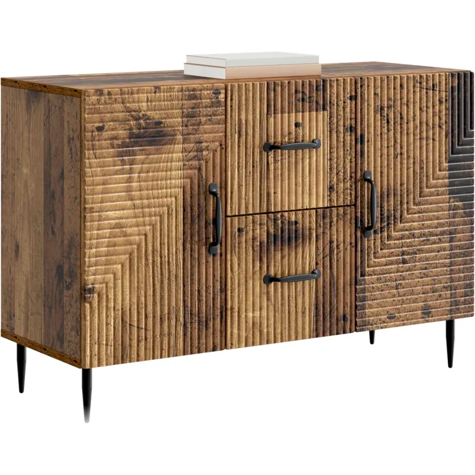 vidaXL Dressoir met lade Oud hout 89 x 34,5 x 60 cm Bewerkt hout Bruin