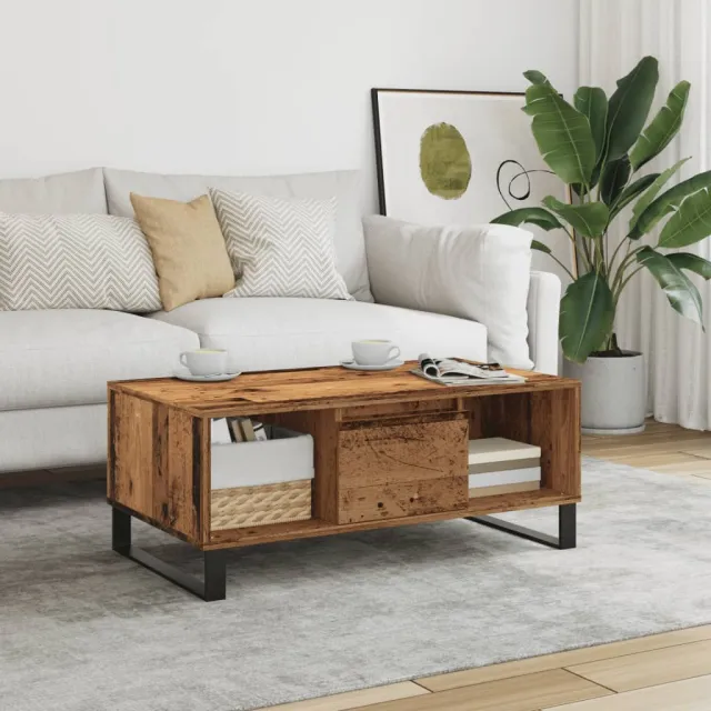 vidaXL Salontafel 90x50x36,5 cm bewerkt hout oud houtkleurig bruin, foto 2