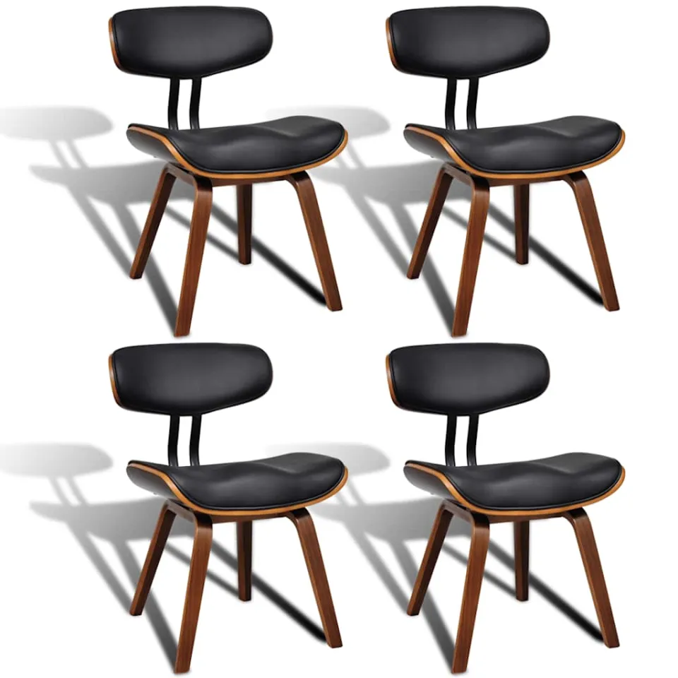 vidaXL Eetkamerstoelen 4 st gebogen hout en kunstleer zwart, foto 3
