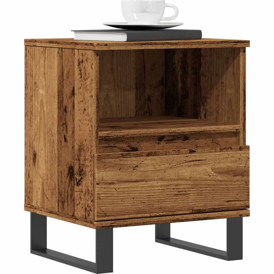 vidaXL Nachtkastjes 2 st 40x35x50 cm bewerkt hout oud houtkleurig Bruin