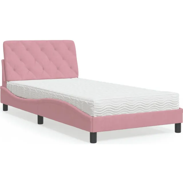 vidaXL Bed met matras fluweel roze 100x200 cm