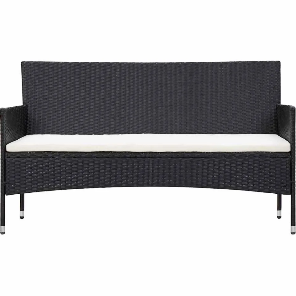 vidaXL 5-delige Loungeset met kussens poly rattan zwart, foto 4