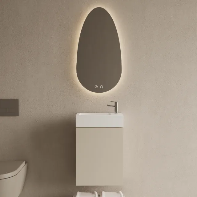Boss & Wessing Toiletmeubel Set BWS Riga Kasjmier 40 cm Fontein Glans Wit Beige