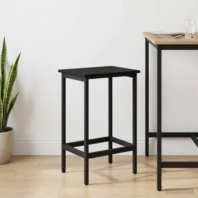 vidaXL Barkruk Zwart eiken 40 x 32 x 74 cm Bewerkt hout, foto 2