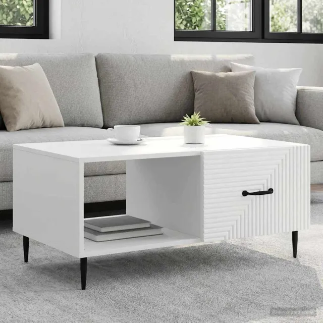 vidaXL Salontafel Wit 90 x 50 x 40 cm Bewerkt hout, foto 2