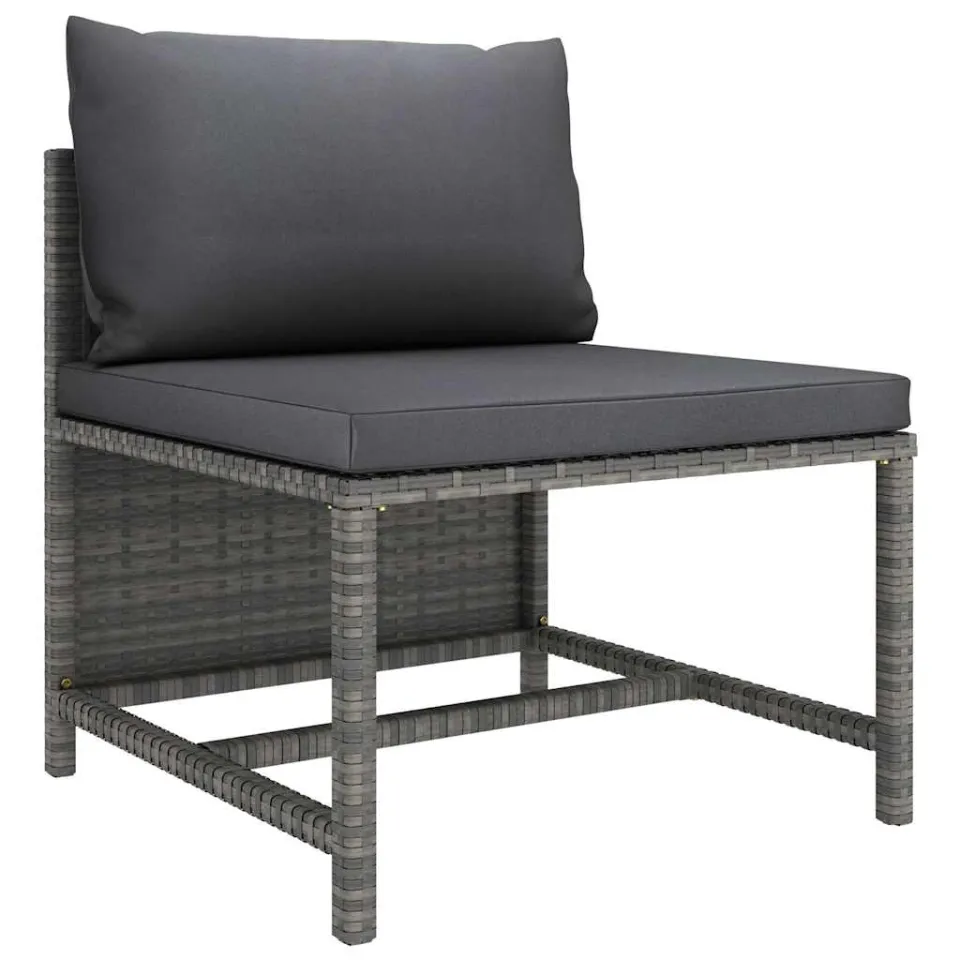 vidaXL 5-delige Loungeset met kussens poly rattan grijs, foto 4
