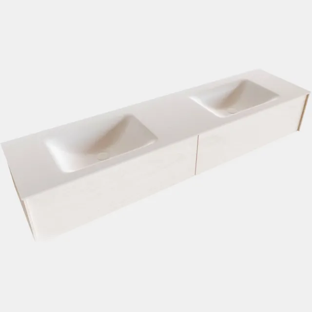 Boss & Wessing Badkamermeubel BWS Madrid Wit 180x45x30 cm Mat Witte Solid Surface Wastafel Dubbel (2 lades, 0 kraangaten)