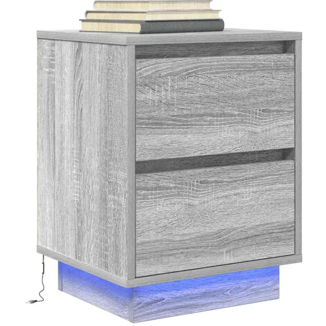 vidaXL Nachtkastje met LED-verlichting 38x34x50 cm grijs sonoma Bruin