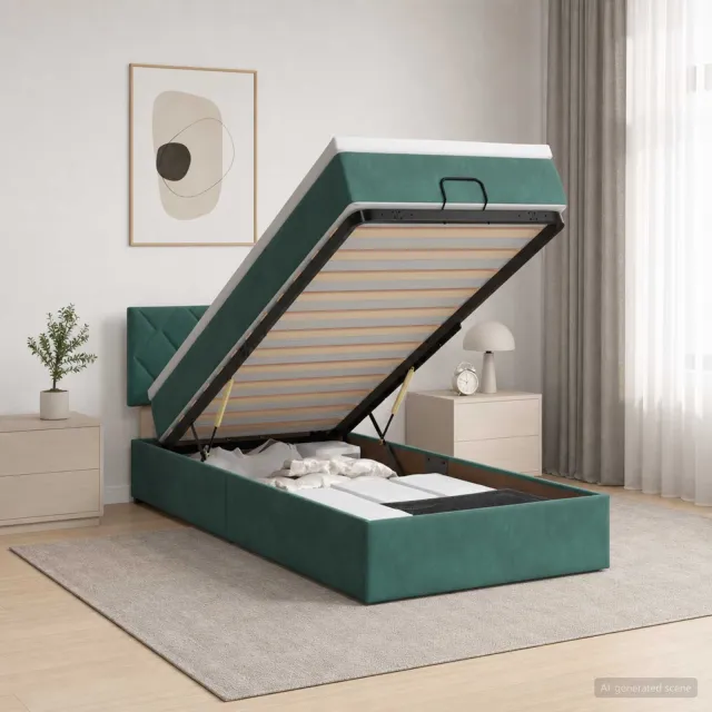 vidaXL Ottoman bed met matras Donkergroen 80 x 200 cm Fluweel
