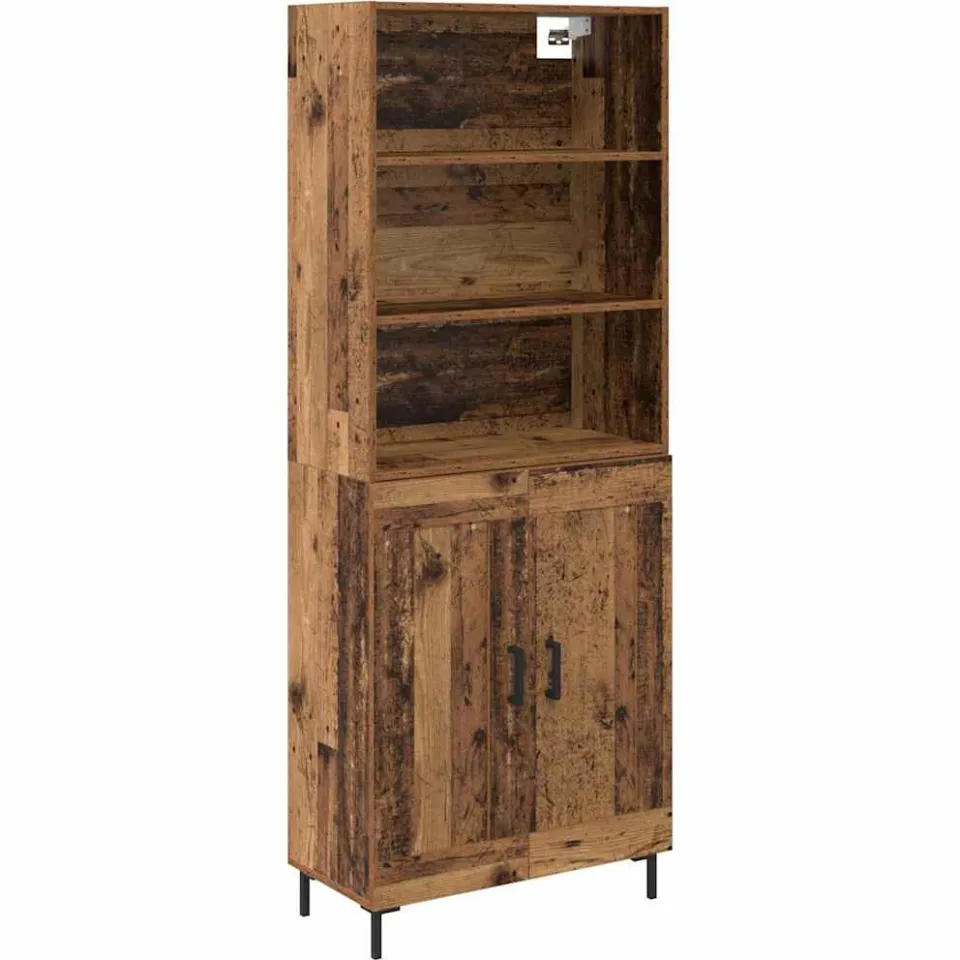 vidaXL Hoge kast Oudhout 69,5 x 34 x 180 cm Bewerkt hout bruin, foto 3