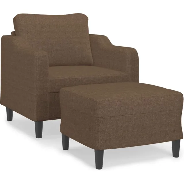vidaXL Fauteuil - met - voetenbank - 60 - cm - stof - bruin