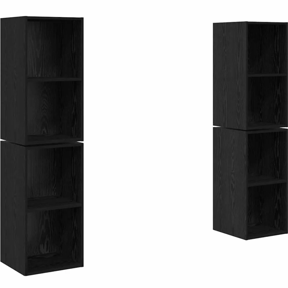 vidaXL Tv-meubelset 4 st 37 x 37 x 72 cm Zwart Eiken, foto 3