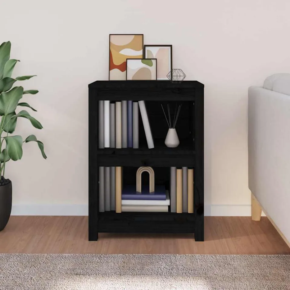 vidaXL Boekenkast 50x35x68 cm massief grenenhout zwart, foto 4