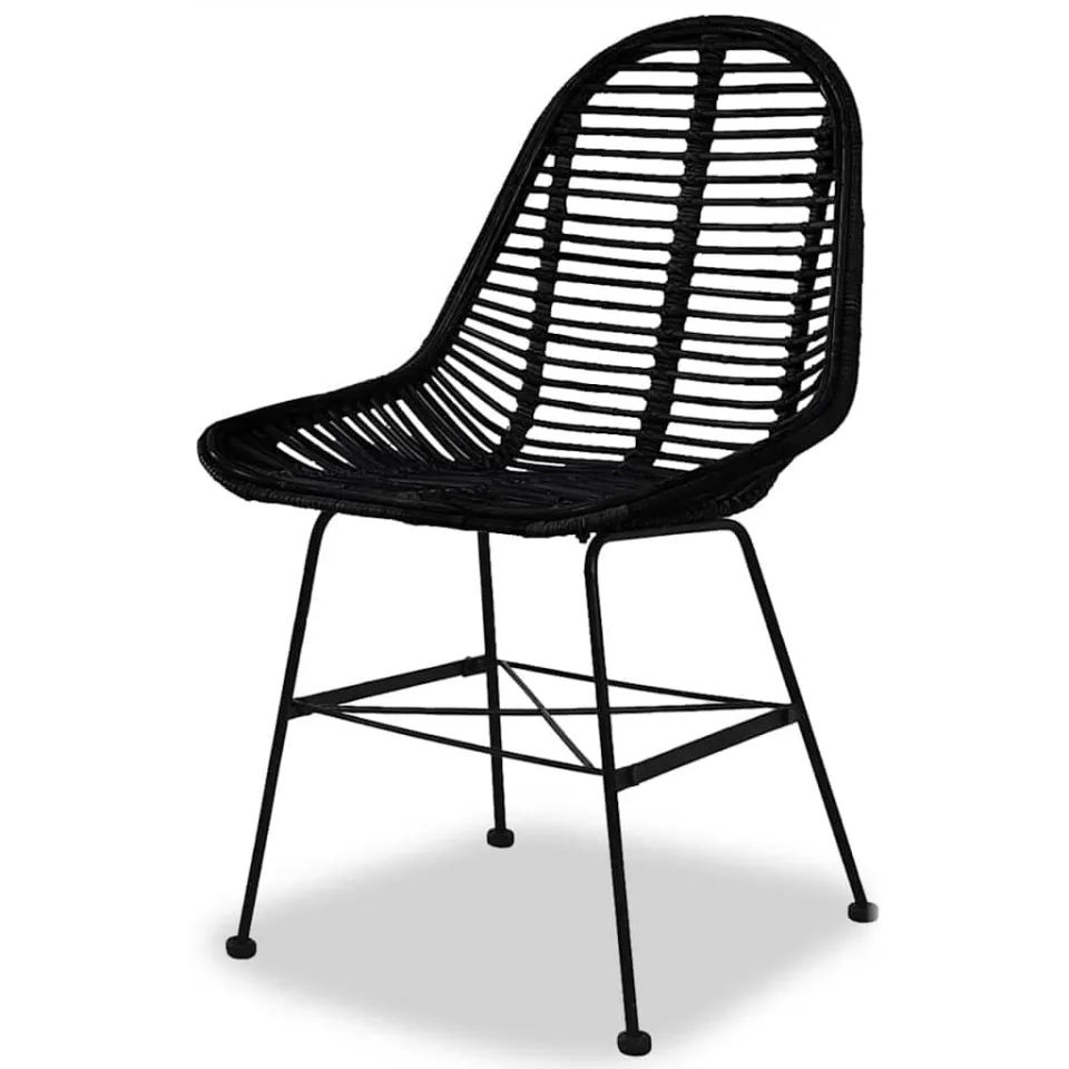 vidaXL Eetkamerstoelen 4 st natuurlijk rattan zwart, foto 2