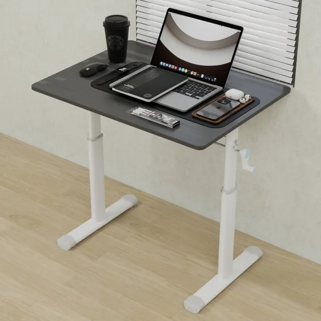 MODENUIT Bureau - Handmatig Verstelbaar Voor Zittend En Staand Werken - Metaal En Hout - Grijs - 80x60x90 Cm