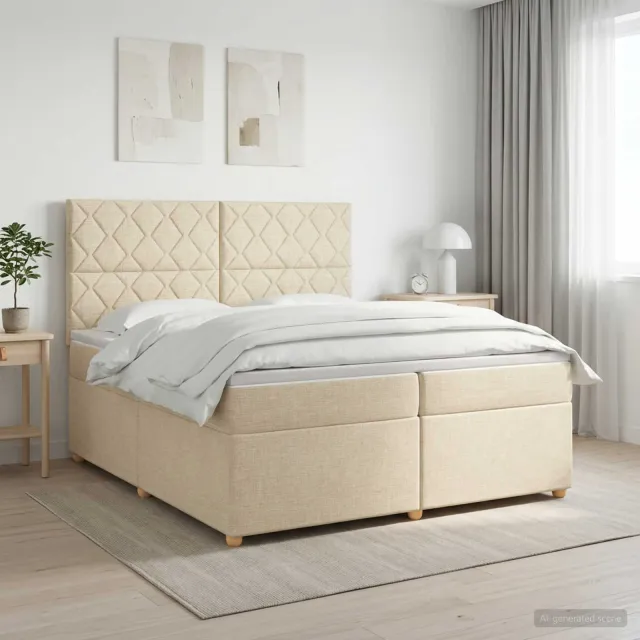 vidaXL Boxspringbed met matras Crèmekleurig 200 x 200 cm Stof