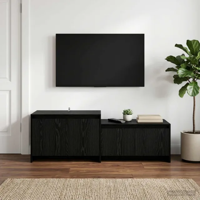 vidaXL Tv-meubel 147 x 35 x 50 cm Zwart eiken Bewerkt hout