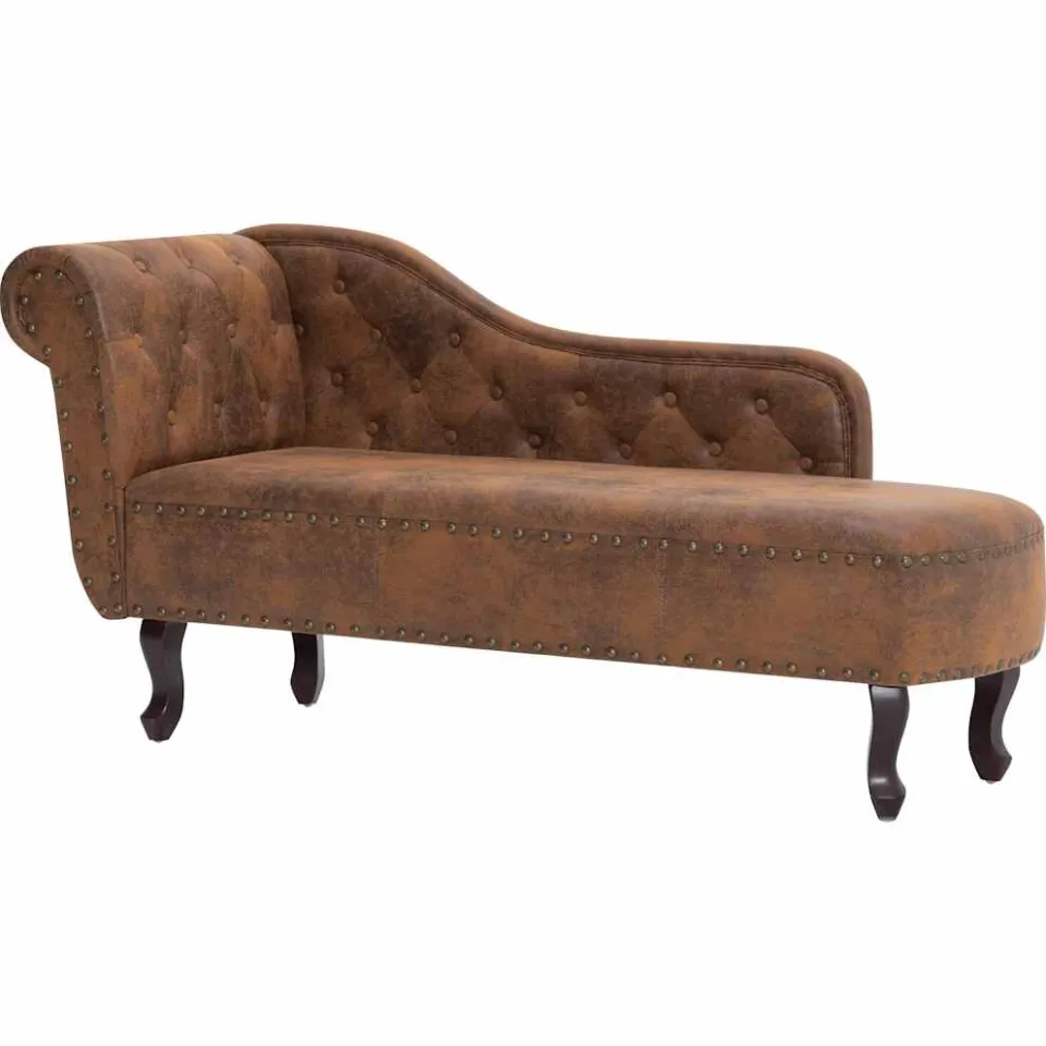 vidaXL Chaise longue kunstsuède bruin, foto 4