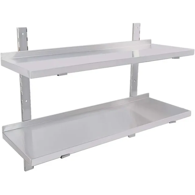 MOOTACO wandplank 2 opbergplanken roestvrijstalen plank keukenplank roestvrij staal voor keuken of thuis, restaurant (100 x 30 cm) Zilver