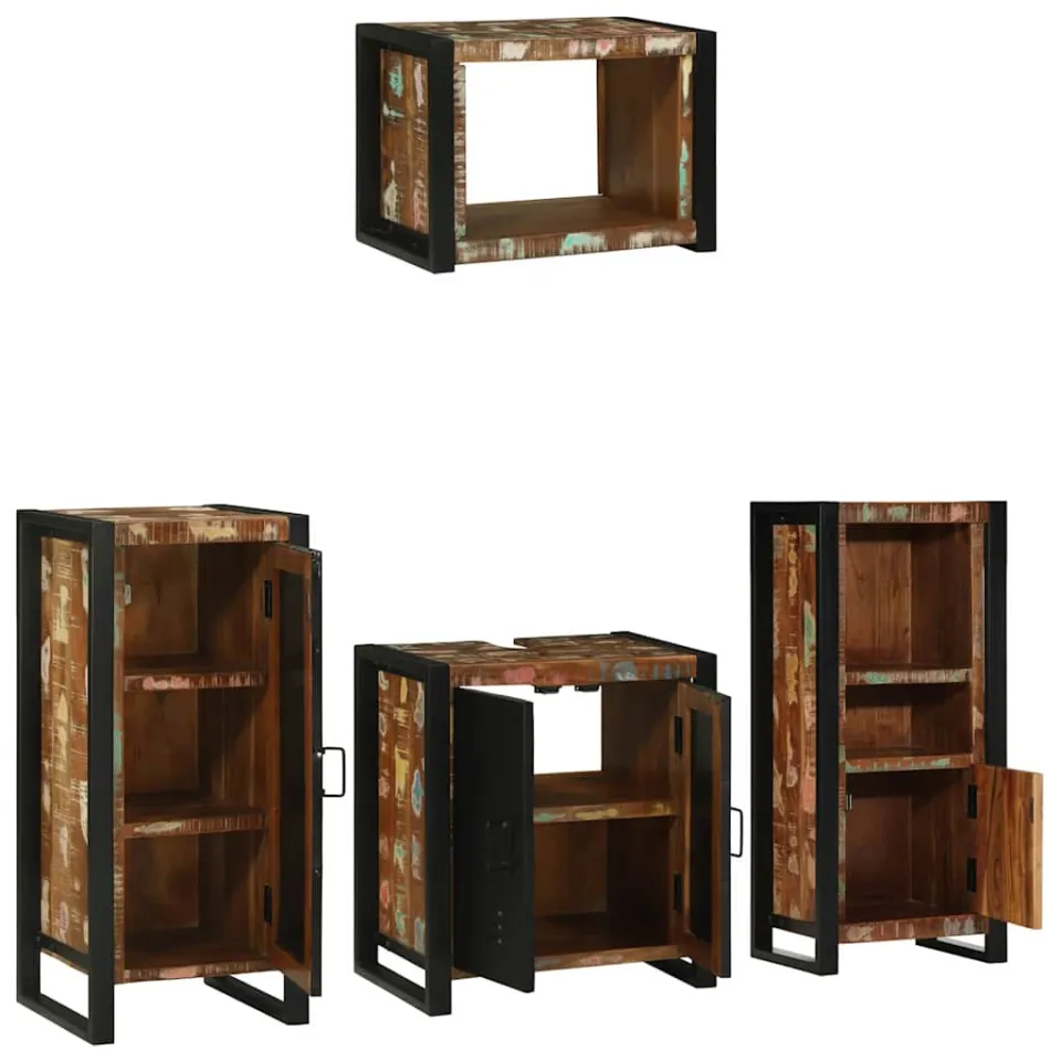 vidaXL Badkamermeubelset 4 st Multikleur en Zwart 40 x 35 x 90 cm, foto 2