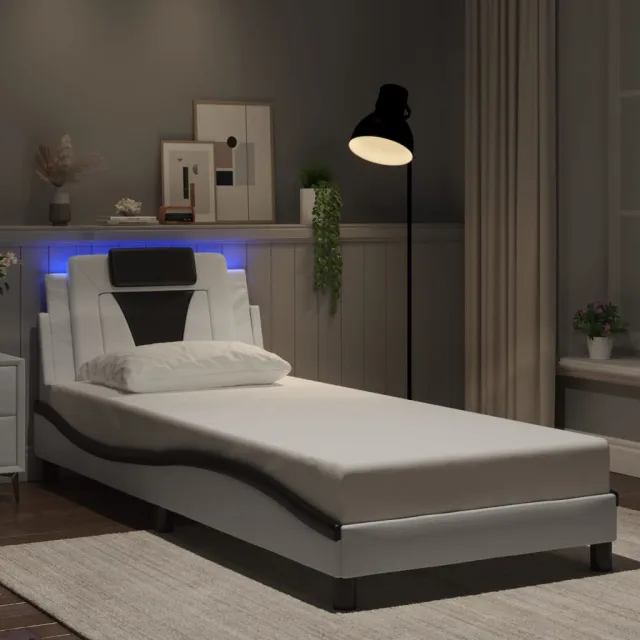 vidaXL Bedframe "Viana" met LED zonder matras wit en zwart 90x200 cm