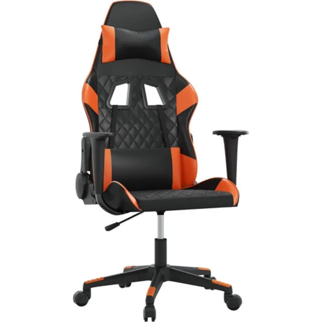 vidaXL Massage - gamestoel - kunstleer - zwart - en - oranje Zwart en oranje