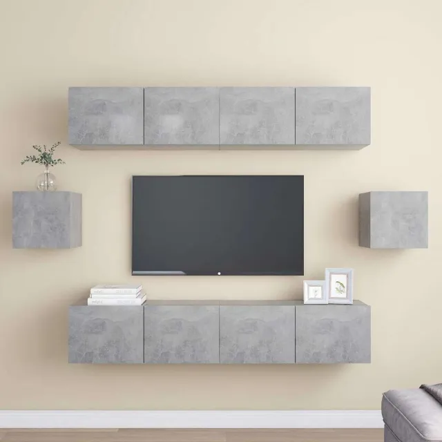 vidaXL 6-delige Tv-meubelset bewerkt hout betongrijs grijs, foto 2