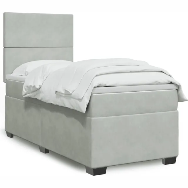 vidaXL Boxspring met matras fluweel lichtgrijs 90x190 cm grijs